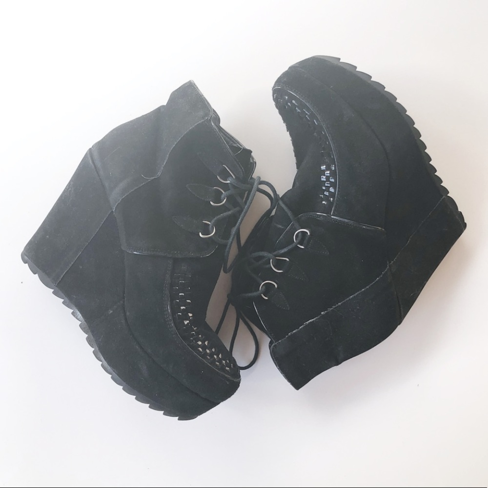 Very Volatile studded black wedge booties